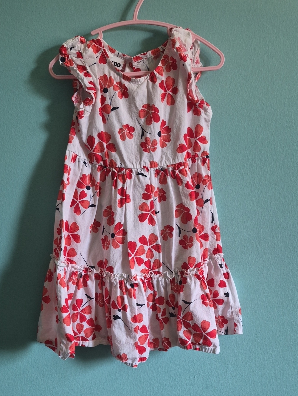 iDO Italian Boutique Girls Red Floral Tiered Dress Size 4Y - Excellent Condition